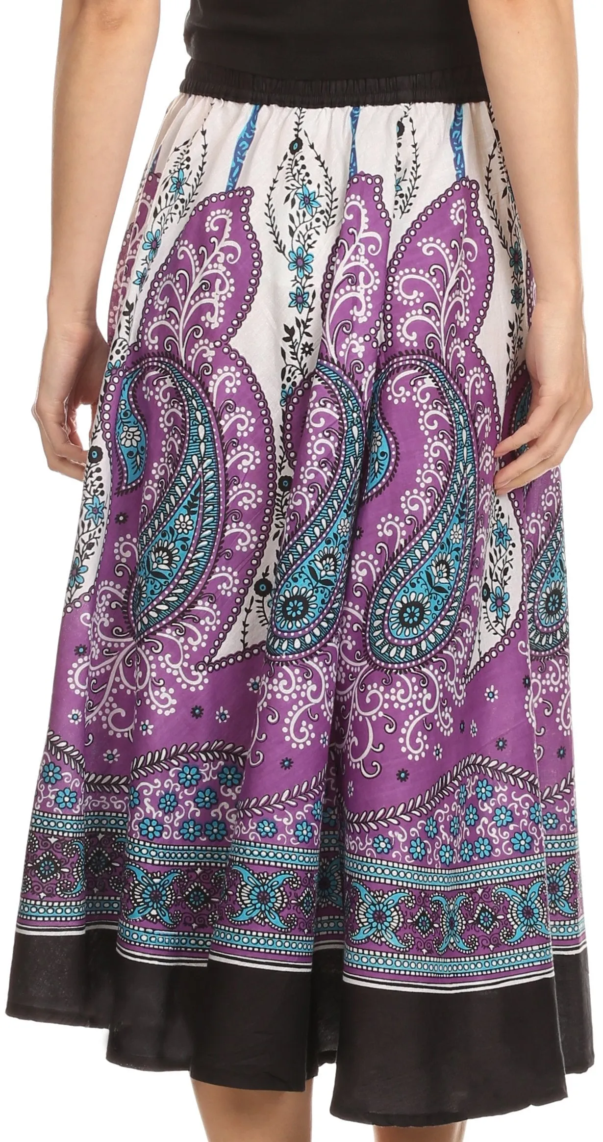 Sakkas Denia Circle Skirt With Floral Printed Designs And Adjustable Waistband