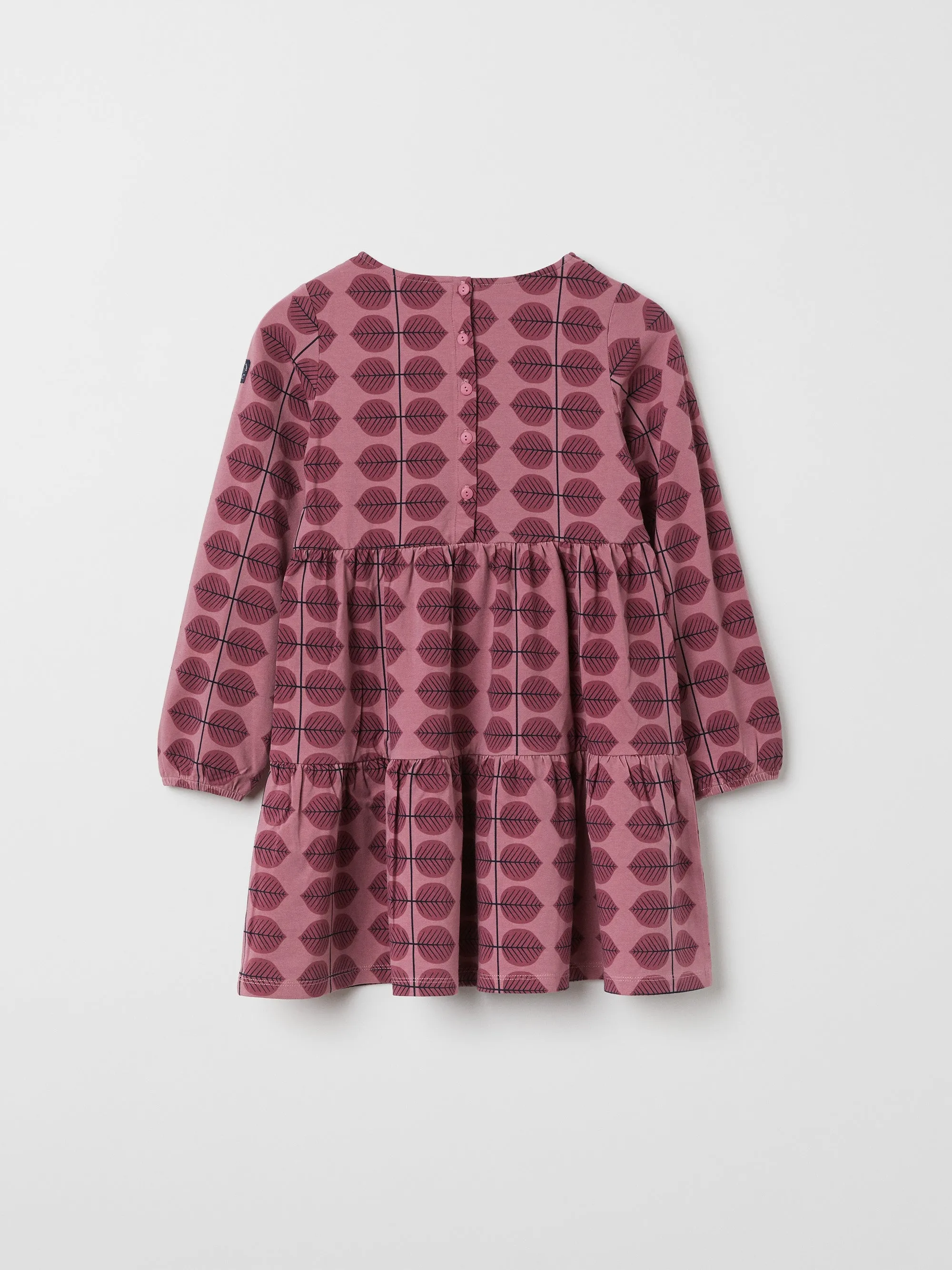 Scandi Leaf Print Kids Dress