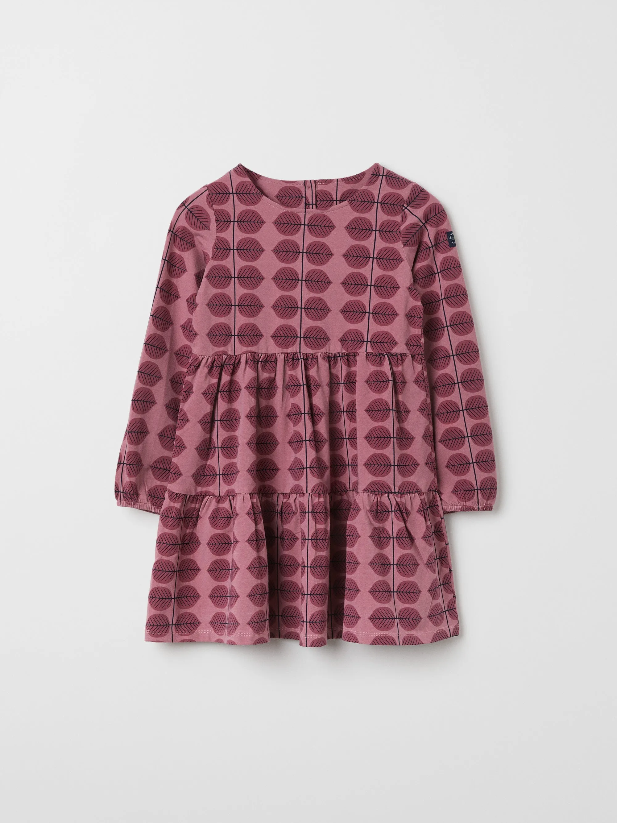 Scandi Leaf Print Kids Dress