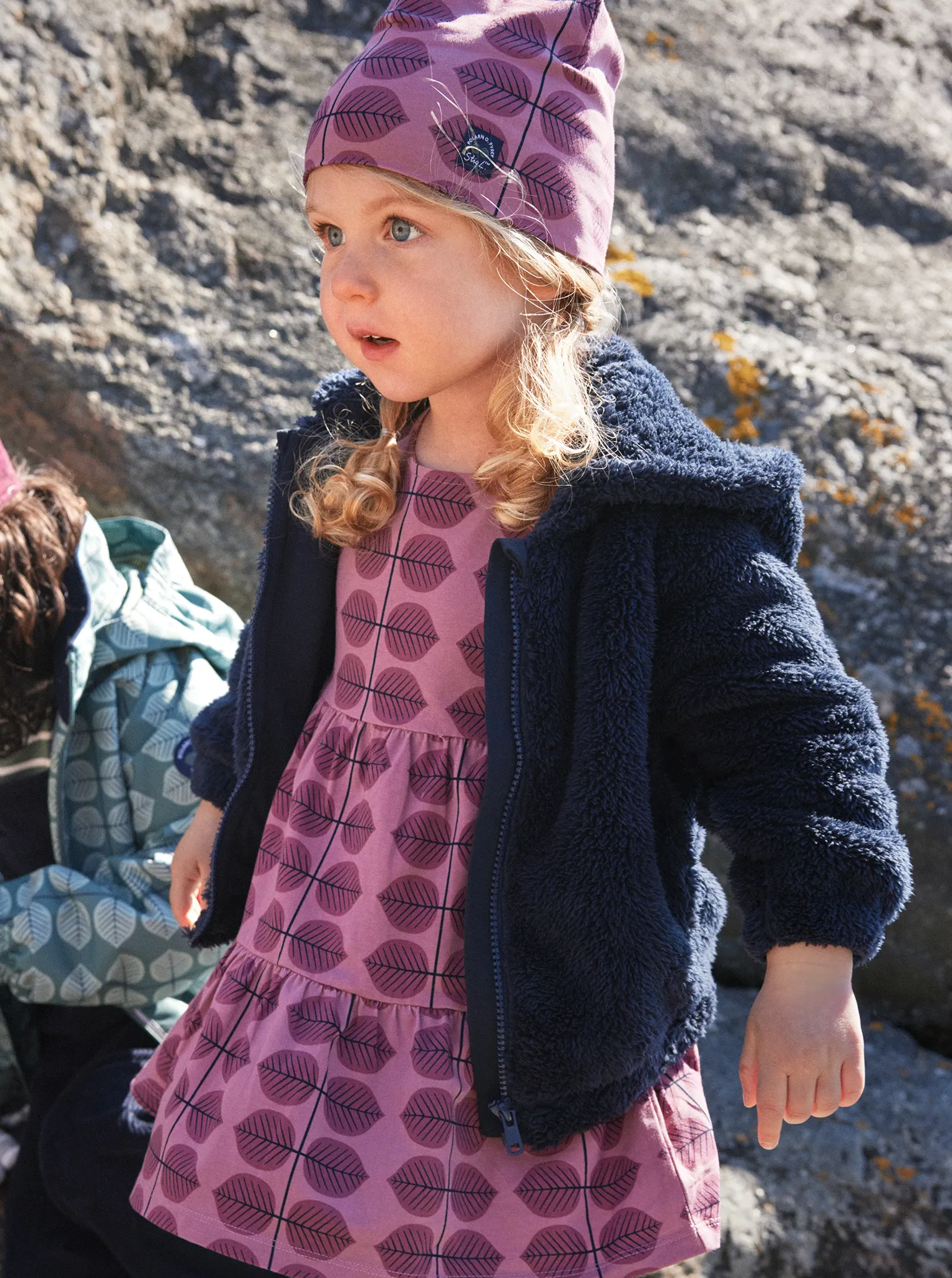 Scandi Leaf Print Kids Dress