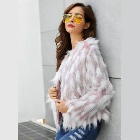 Sheinside Elegant Women Colorblock Faux Fur Crop Teddy Coat 2018 New Autumn Winter Workwear Casual Office Ladies Outerwear