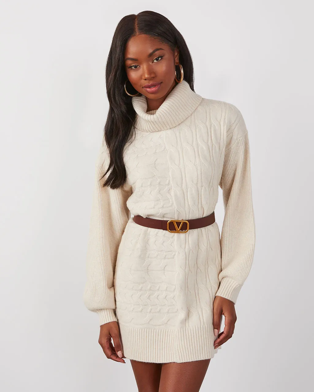 Sherwood Cable Knit Mini Sweater Dress