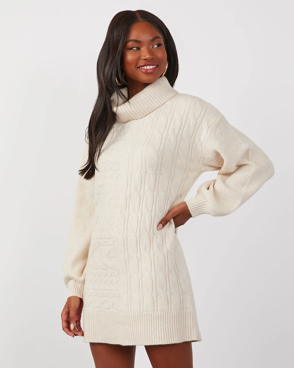 Sherwood Cable Knit Mini Sweater Dress