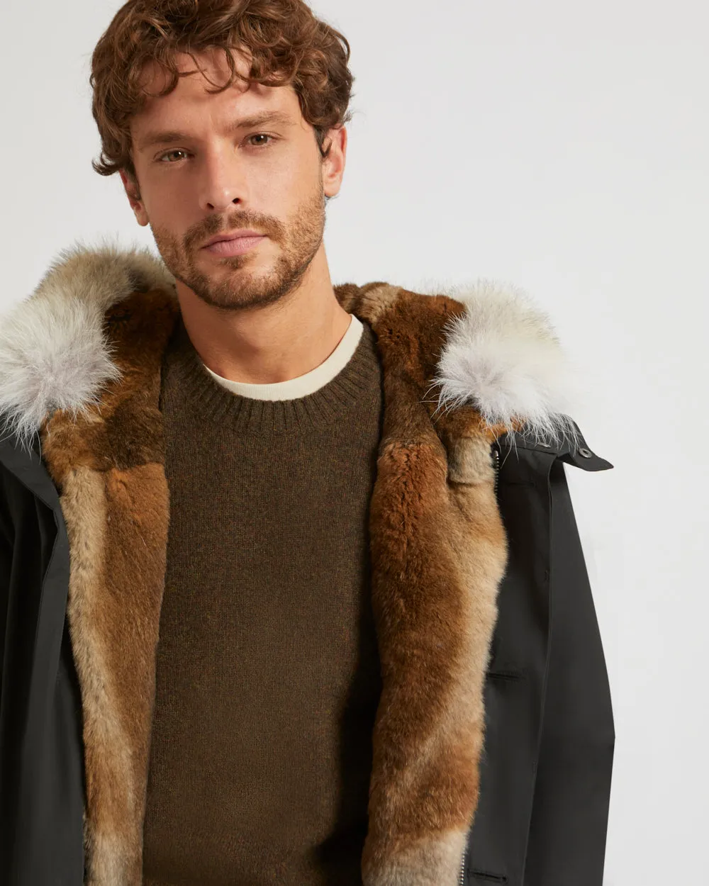 Short Iconic parka with coyote fur hood