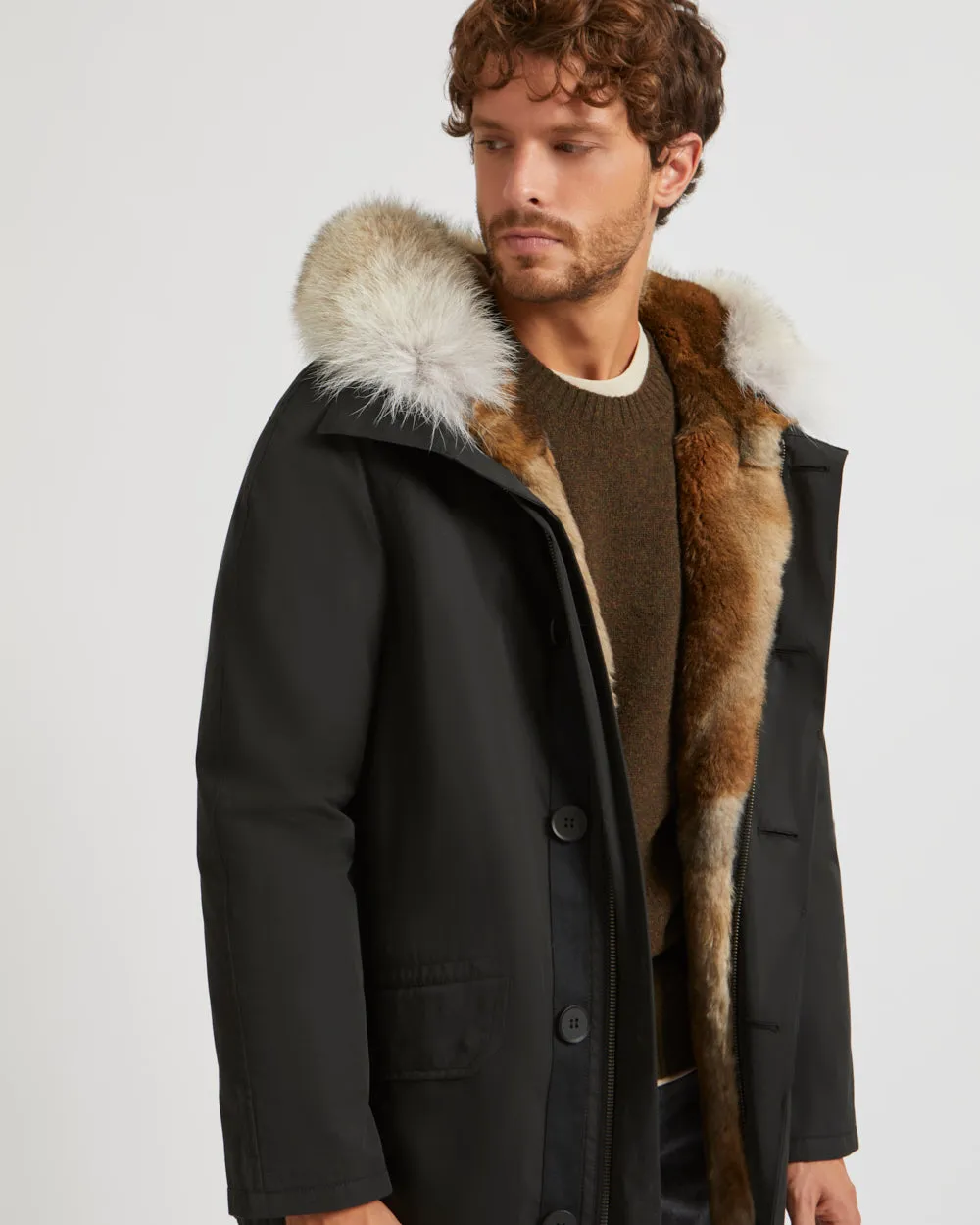 Short Iconic parka with coyote fur hood