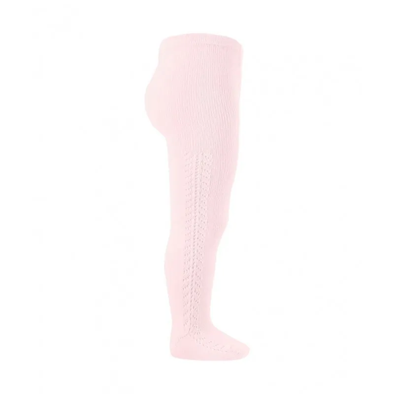 Side Crochet Tights Light Pink