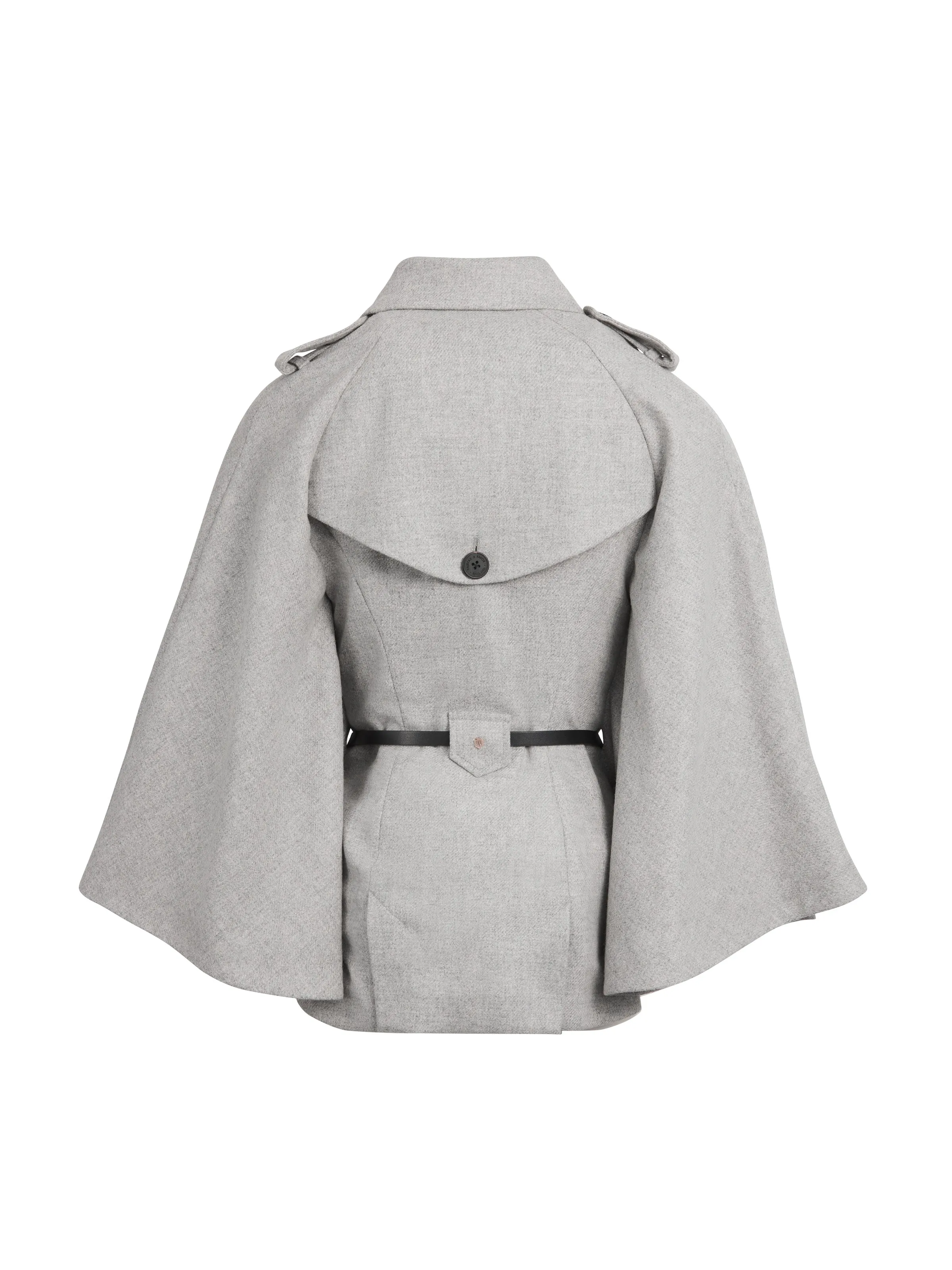 Sienna Wool Cape - Light Grey