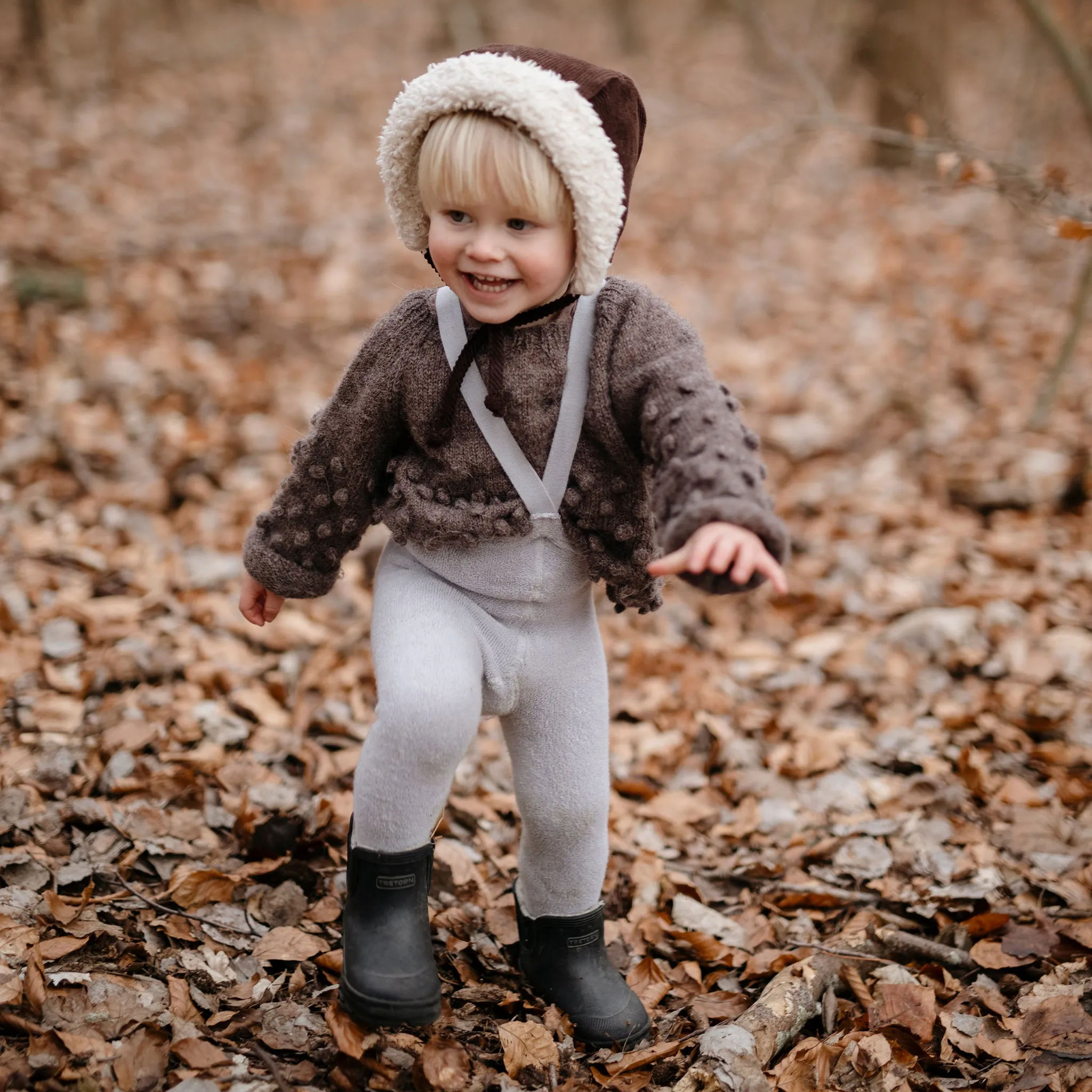 Silly Silas Teddy Warmy Footed Tights - Pearl Grey