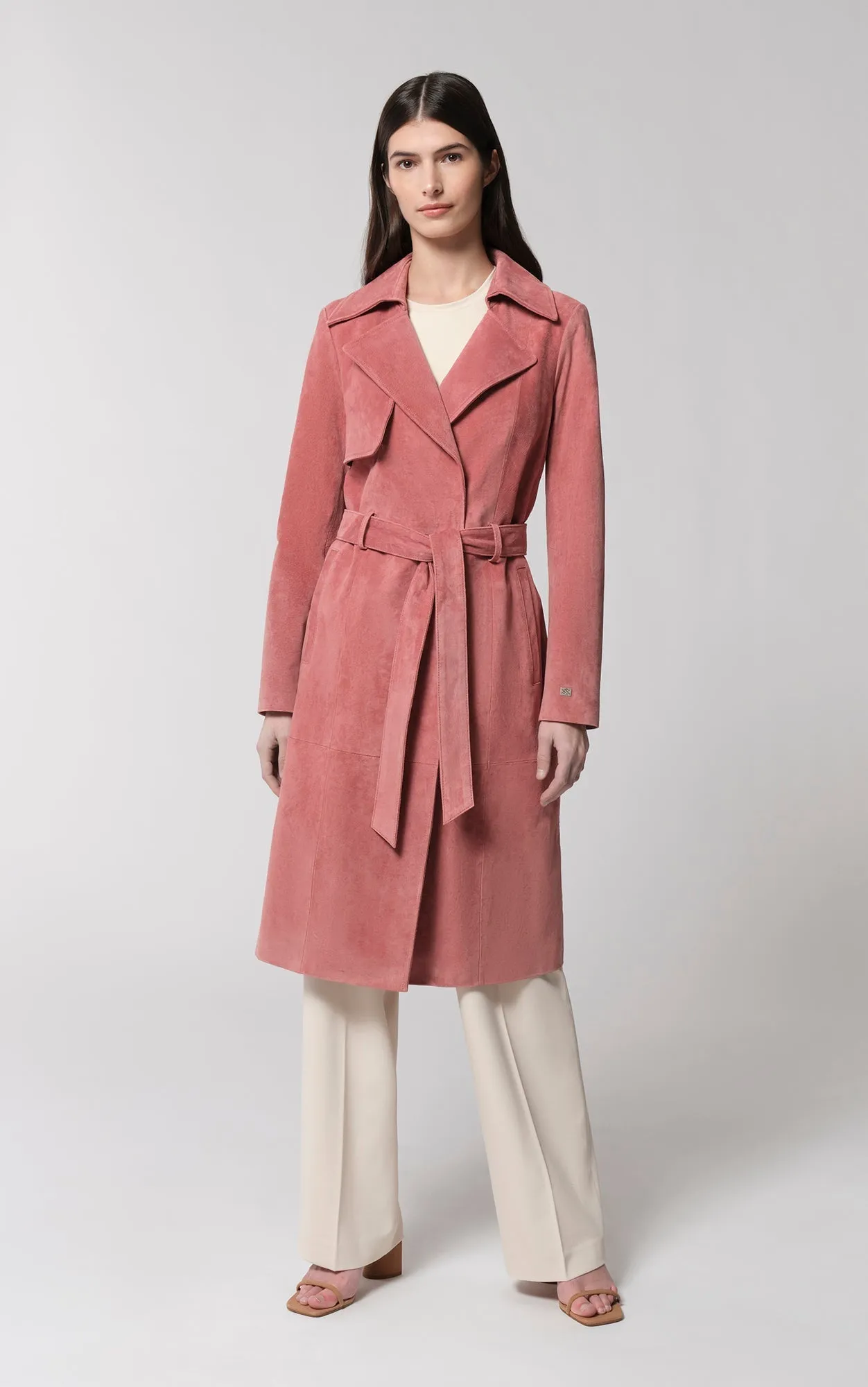 SOIA&KYO ALEXIS-N - Slim-Fit Suede Trench Coat