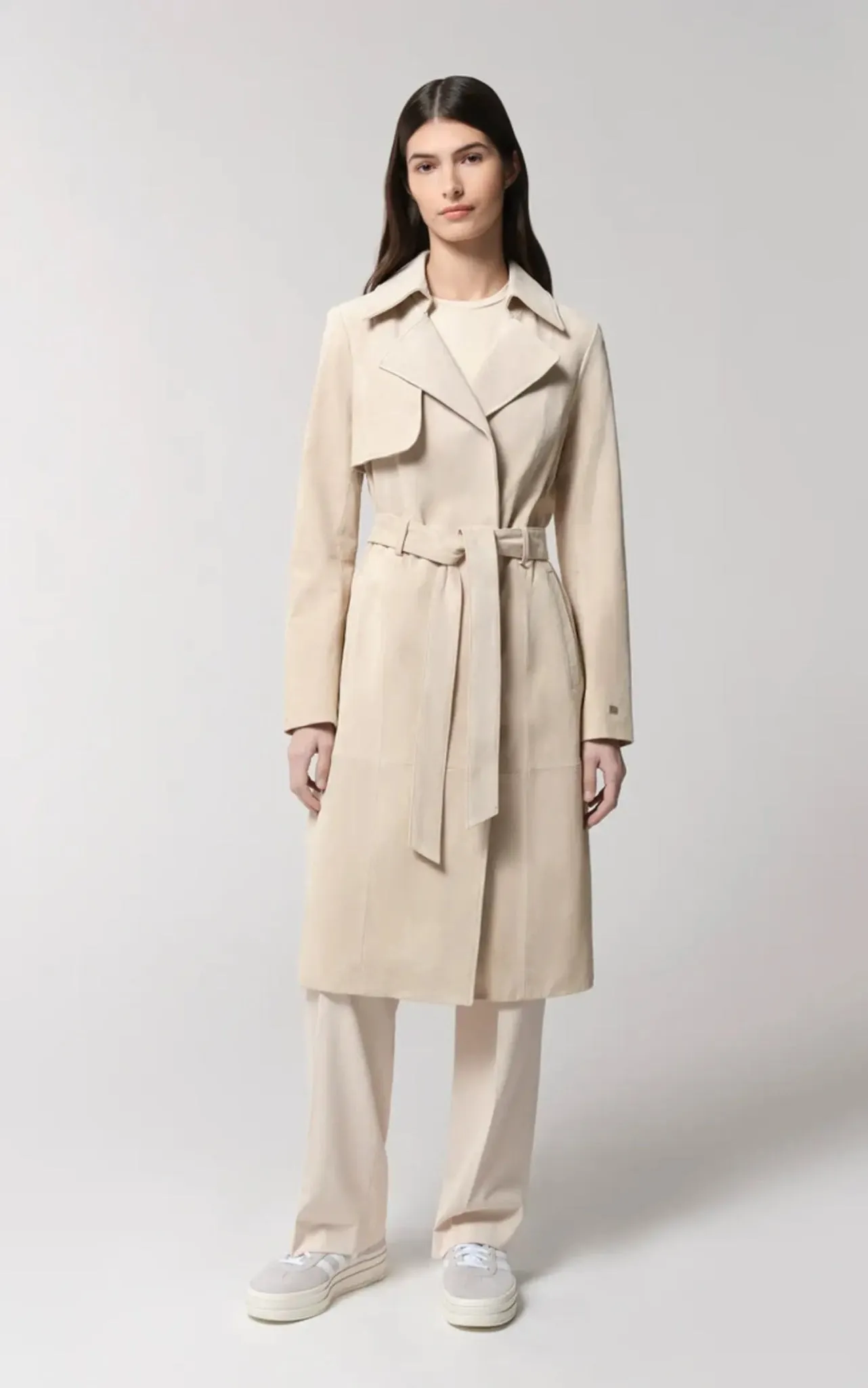 SOIA&KYO ALEXIS-N - Slim-Fit Suede Trench Coat