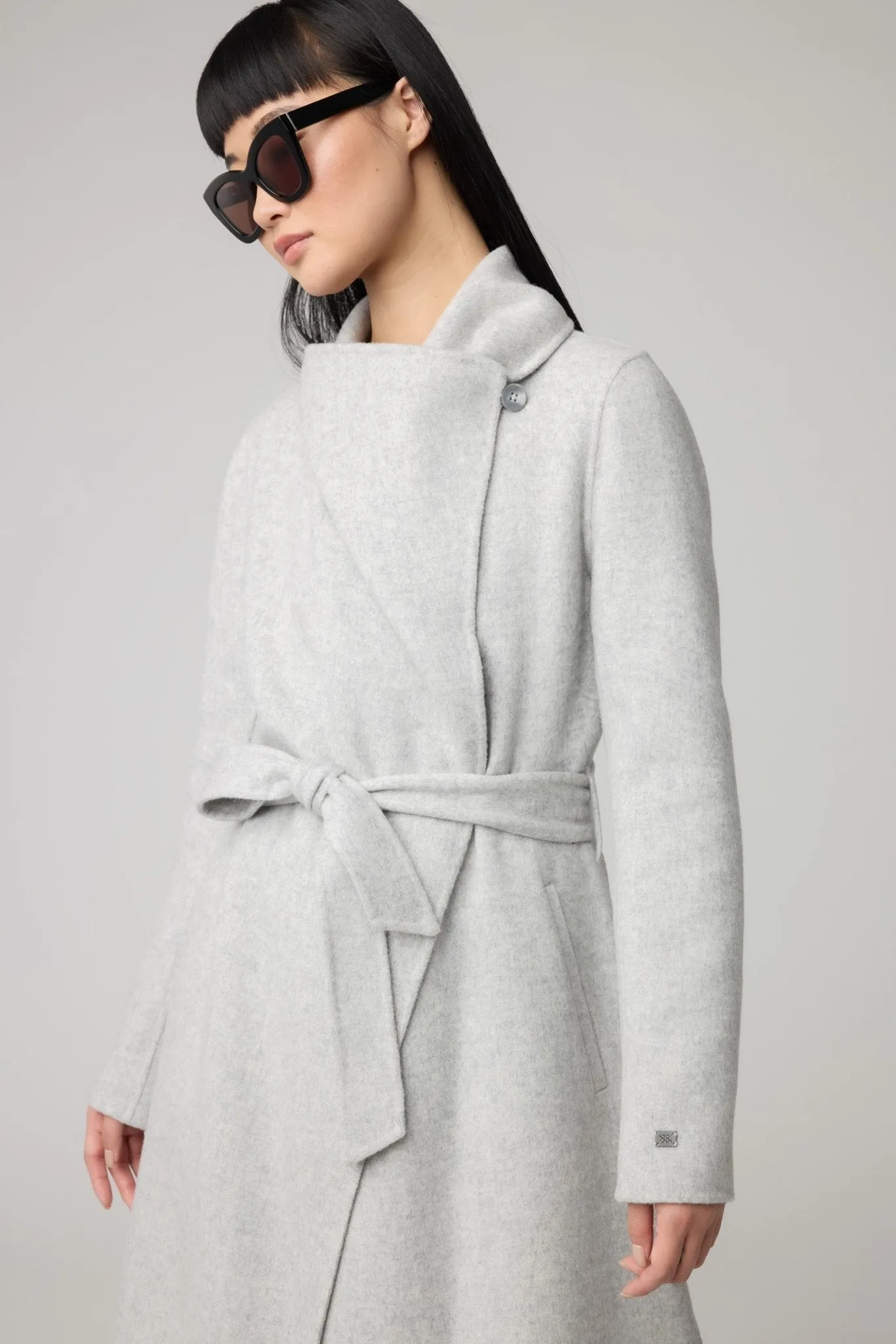 SOIA&KYO BRITTA - Straight-Fit Double Face Wool Coat With Belt