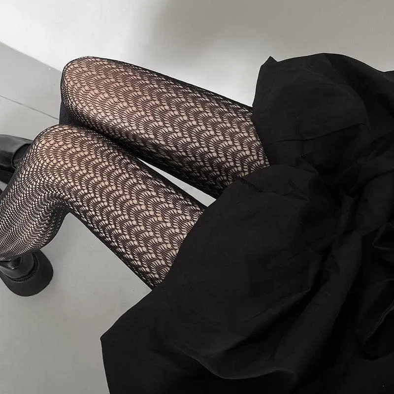 Solid hollow out fishnet tights