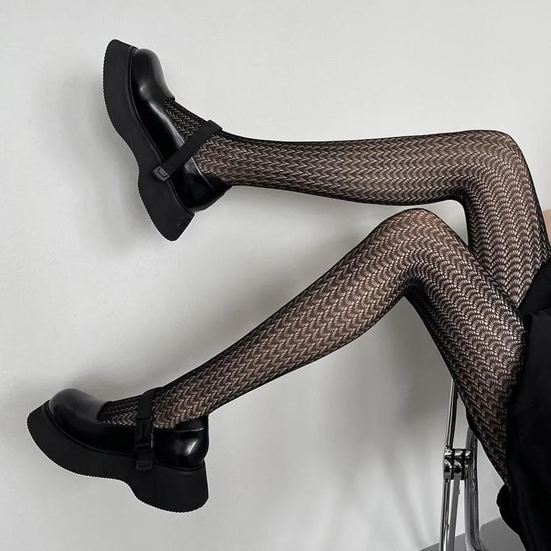 Solid hollow out fishnet tights