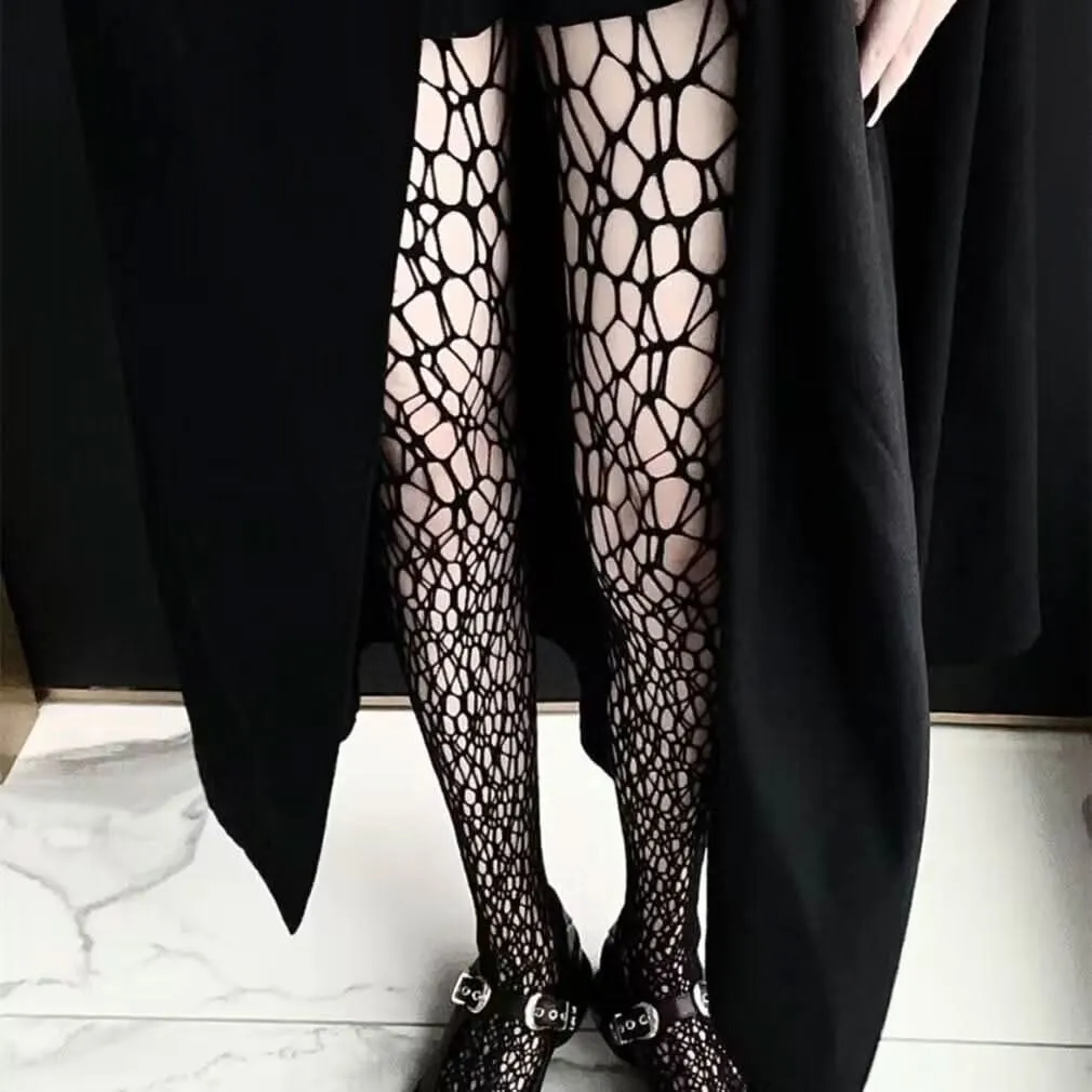 Spider web hollow out tights