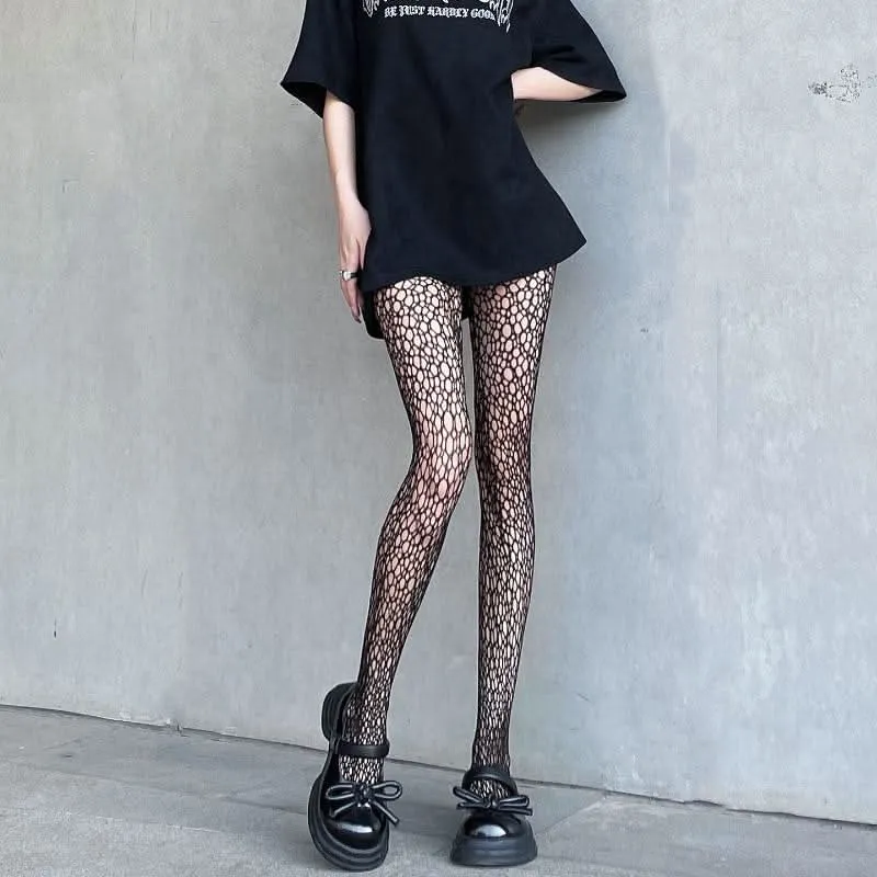 Spider web hollow out tights