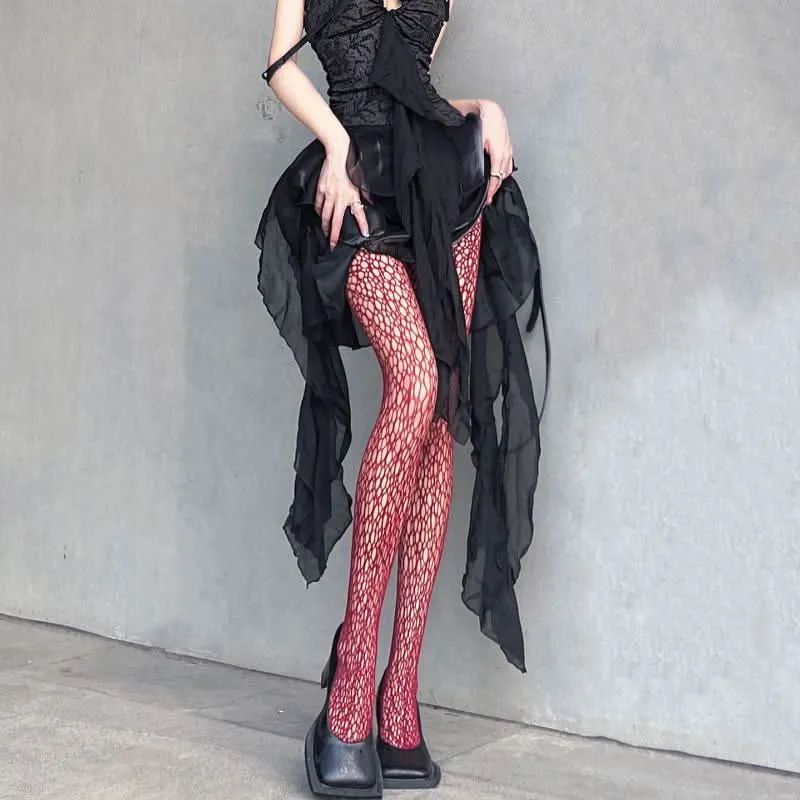 Spider web hollow out tights