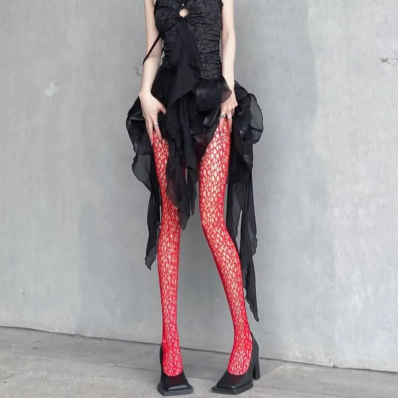 Spider web hollow out tights