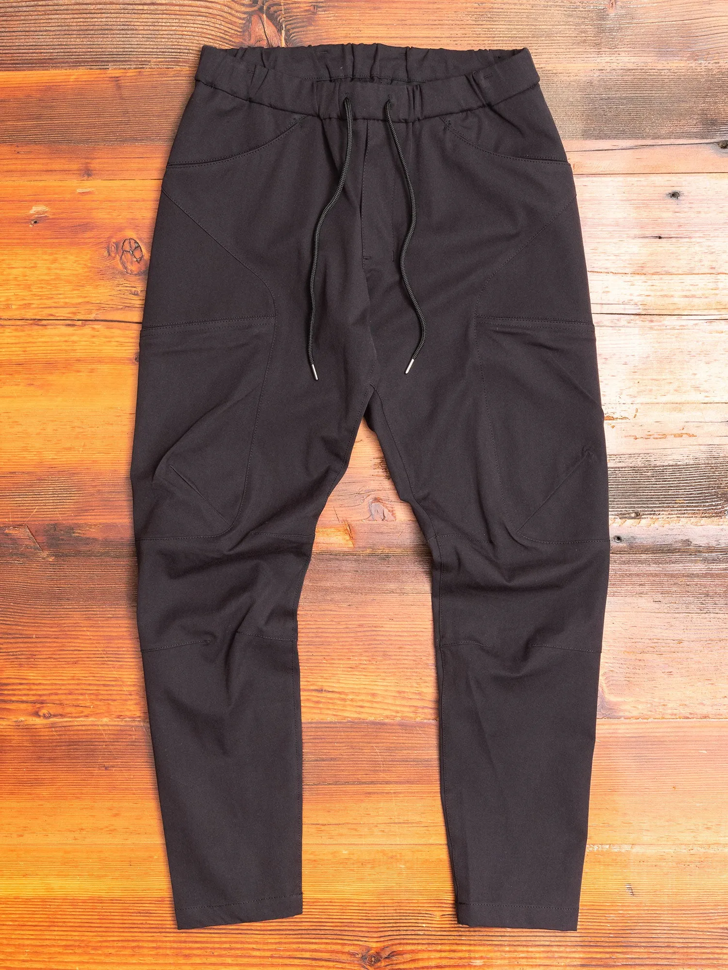 Stretch Twill Biker Cargo Pants in Black