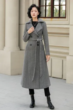 Striple winter long trench wool coat 5455