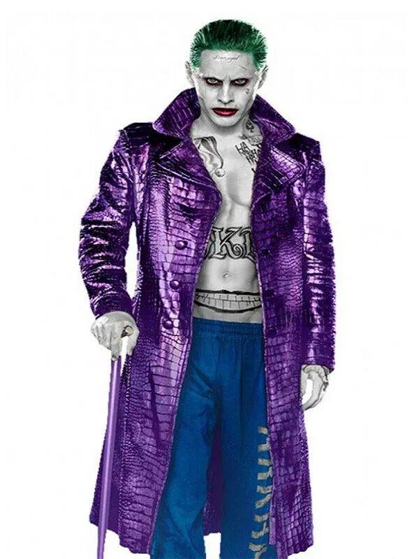 Suicide Squad Joker Purple Leather Coat