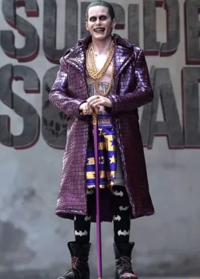 Suicide Squad Joker Purple Leather Coat