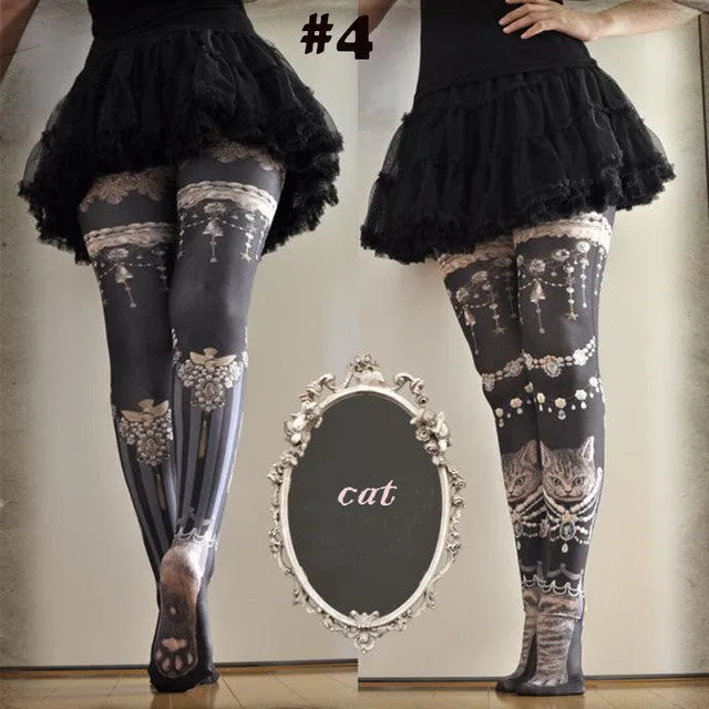 Super Trendy! Photo Printed Female Pantyhose Tights / Stockings Pantyhose