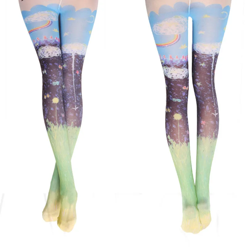 Super Trendy! Photo Printed Female Pantyhose Tights / Stockings Pantyhose