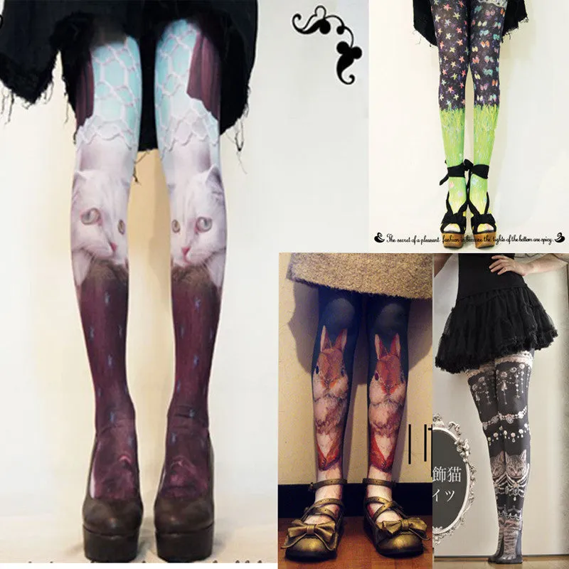 Super Trendy! Photo Printed Female Pantyhose Tights / Stockings Pantyhose