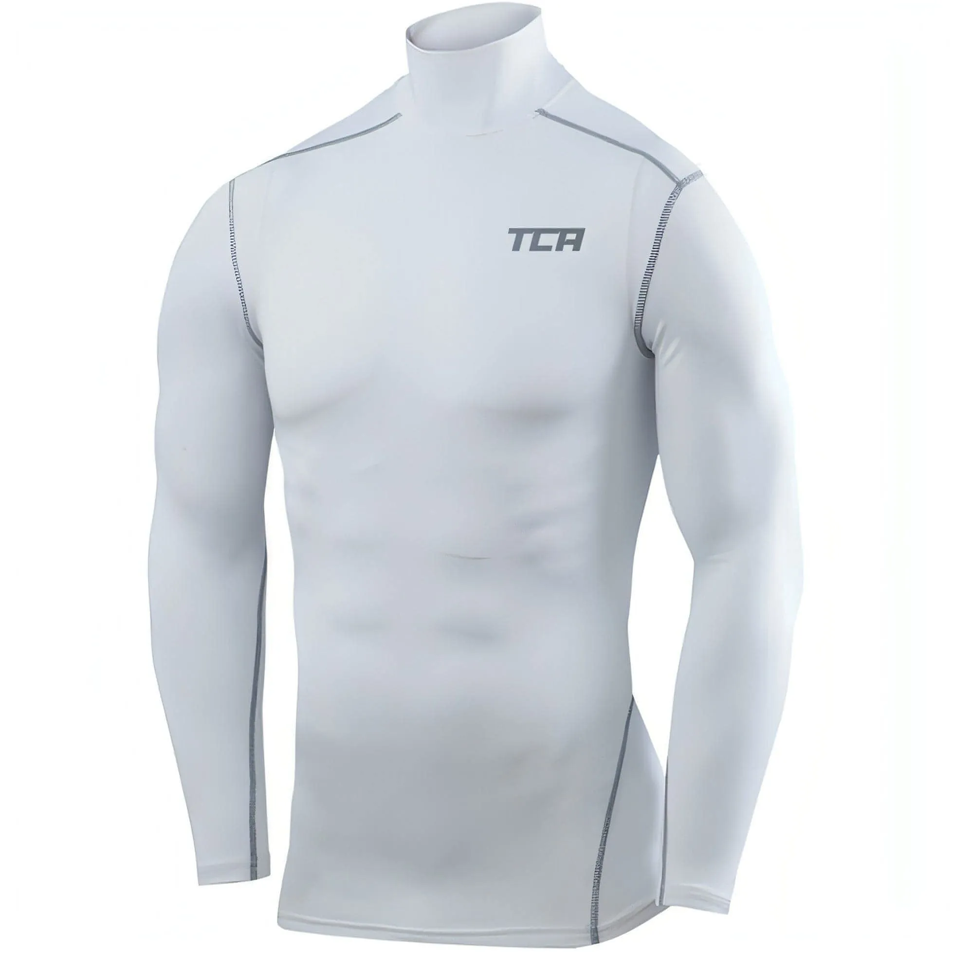 TCA Pro Performance Long Sleeve Mock Mens Compression Top - White