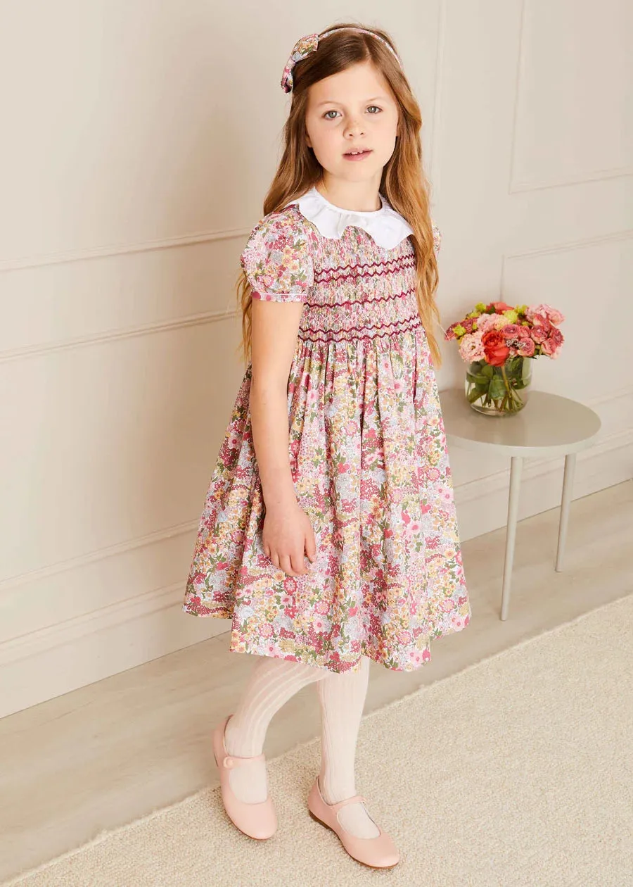 The Florence Floral Hand Smocked Dress Girl Look