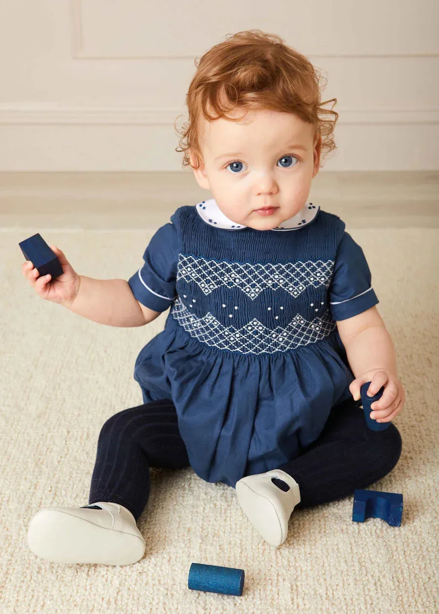 The French Blue Hand Smocked Romper Baby Boy Look