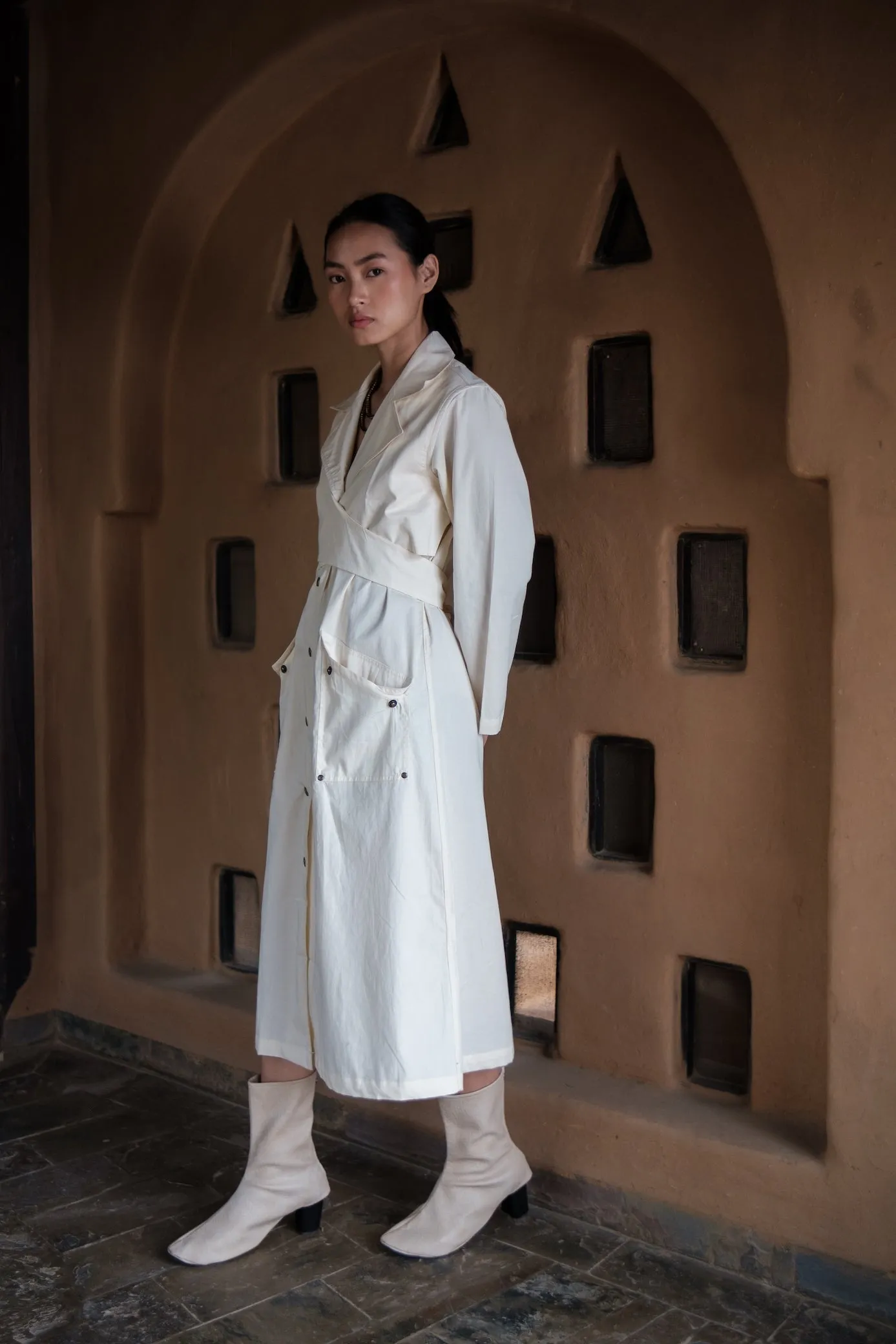 The Terra Tribe Ecru Copenhagen Trench Coat