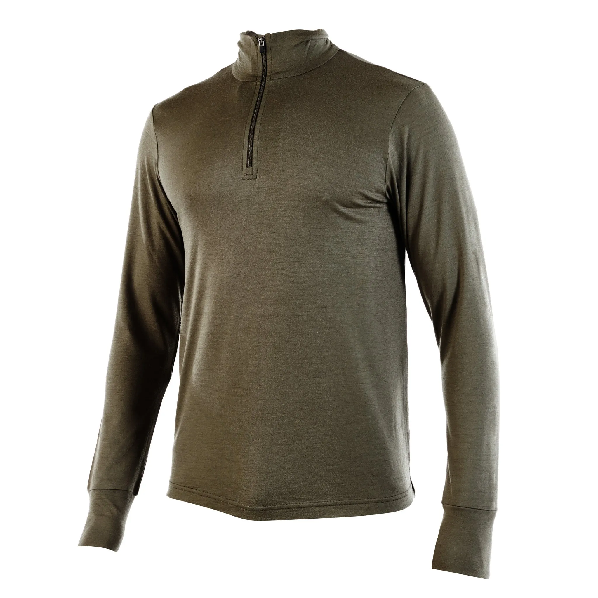 TIGER - Mens Merino Wool Long Sleeve Zip Top