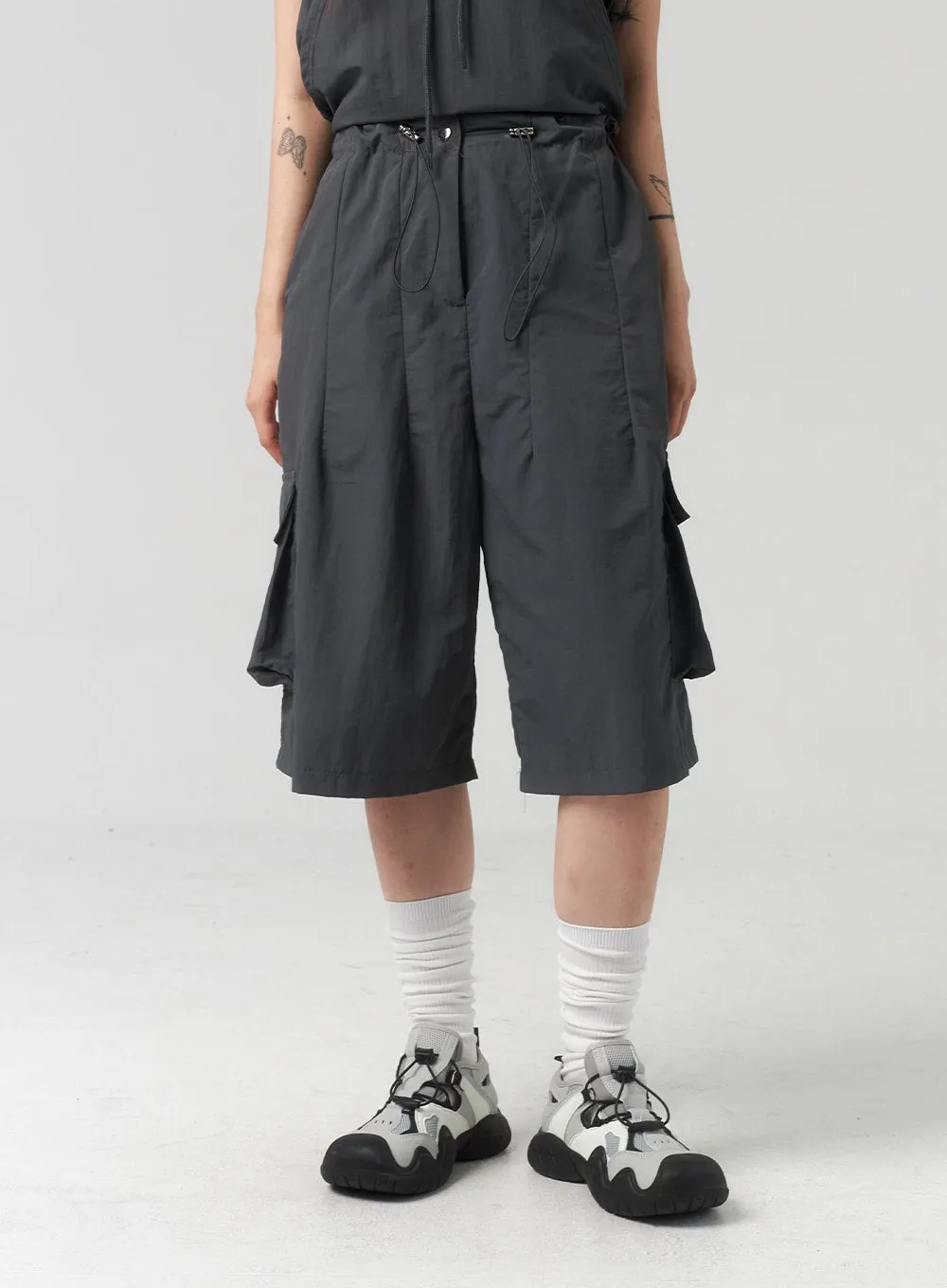 Wide Cargo Nylon Pants CL318