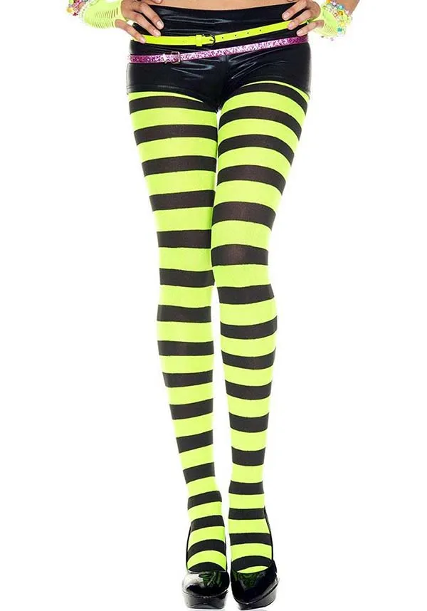 Wide Striped [Black/Neon Green] | TIGHTS