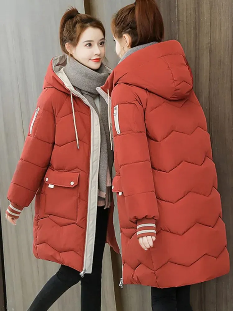 Winter Women Jacket Coats Long Parkas Down Cotton Hooded*