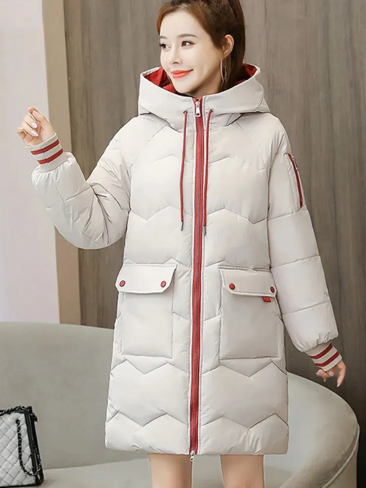 Winter Women Jacket Coats Long Parkas Down Cotton Hooded*