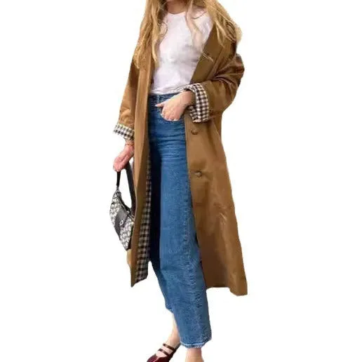 Wjczt casual fall outfits Fashionable Long Lapel Button Trench Coat 2024 Women's Autumn and Winter Elegant Commuter Coat