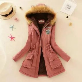 Women Autumn Winter Jacket Hooded Parkas Casual Mid Coat*