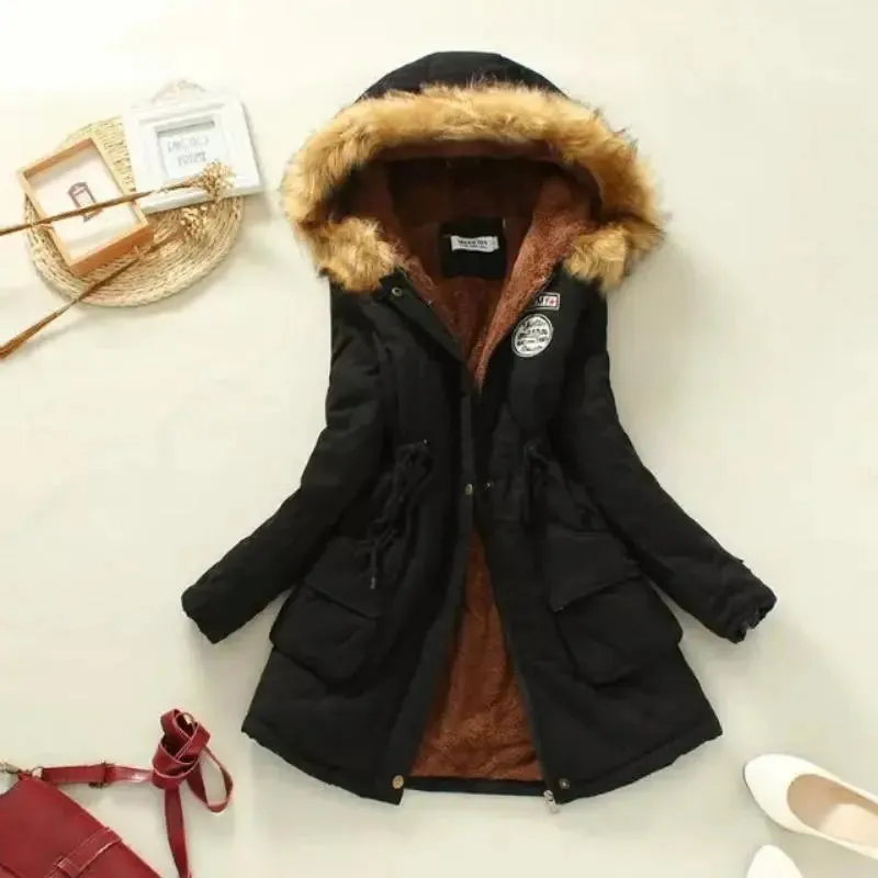 Women Autumn Winter Jacket Hooded Parkas Casual Mid Coat*