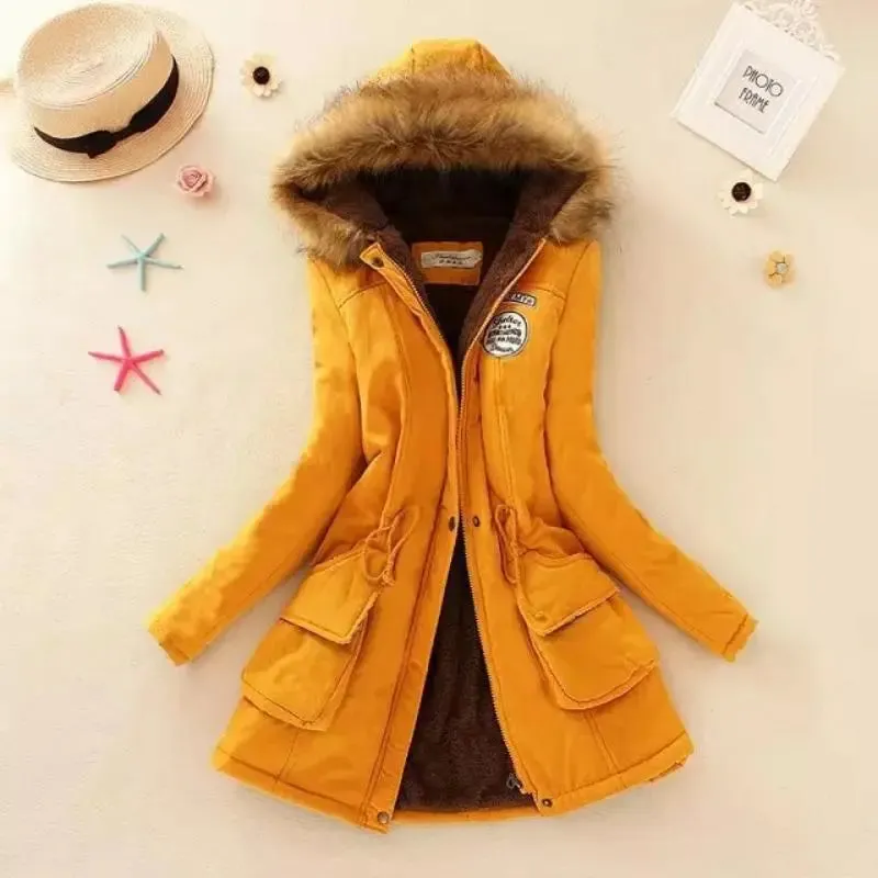 Women Autumn Winter Jacket Hooded Parkas Casual Mid Coat*