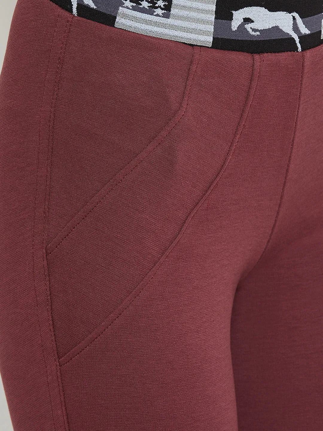 Women Maroon Active Wear Tights