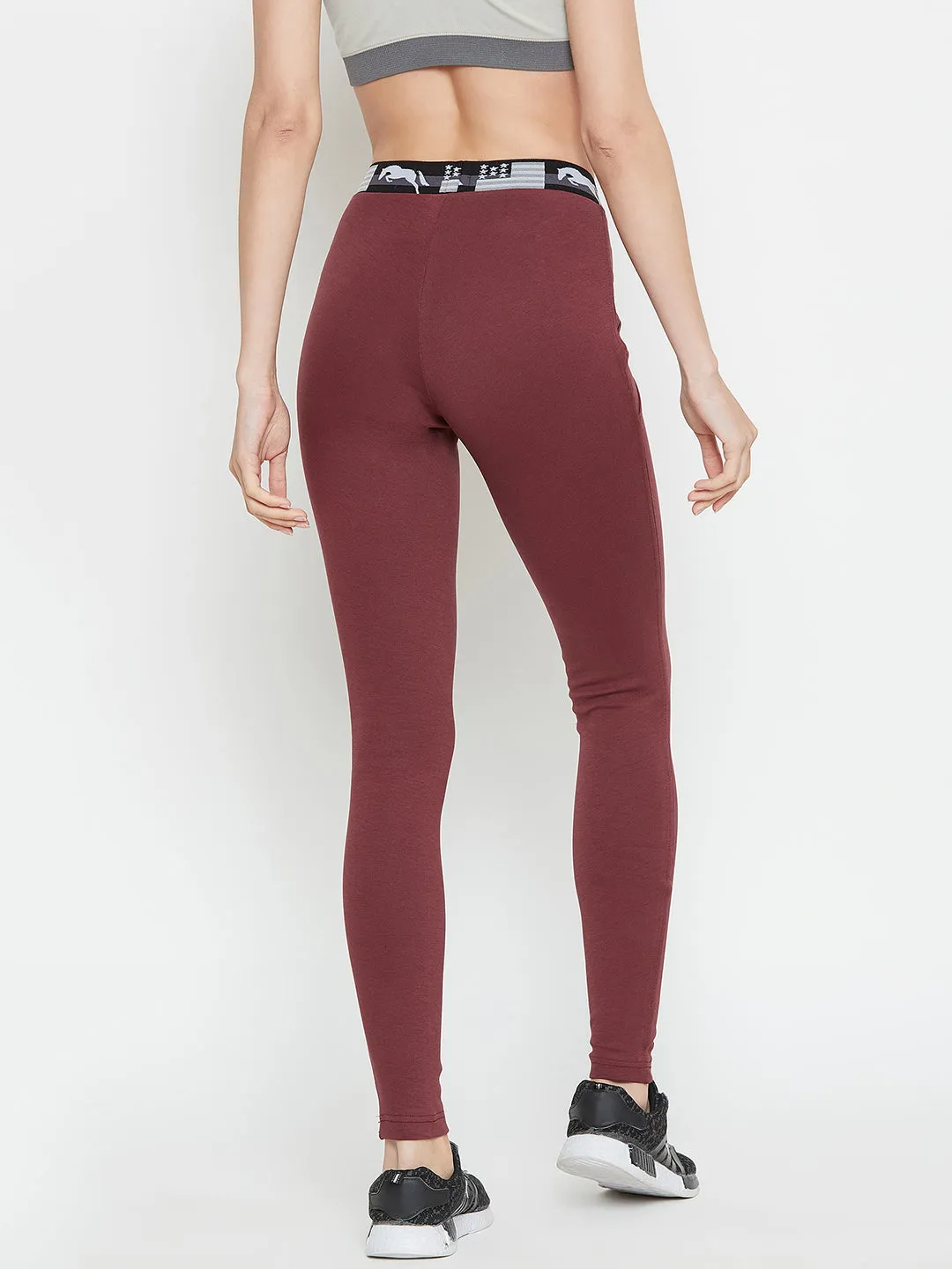 Women Maroon Active Wear Tights