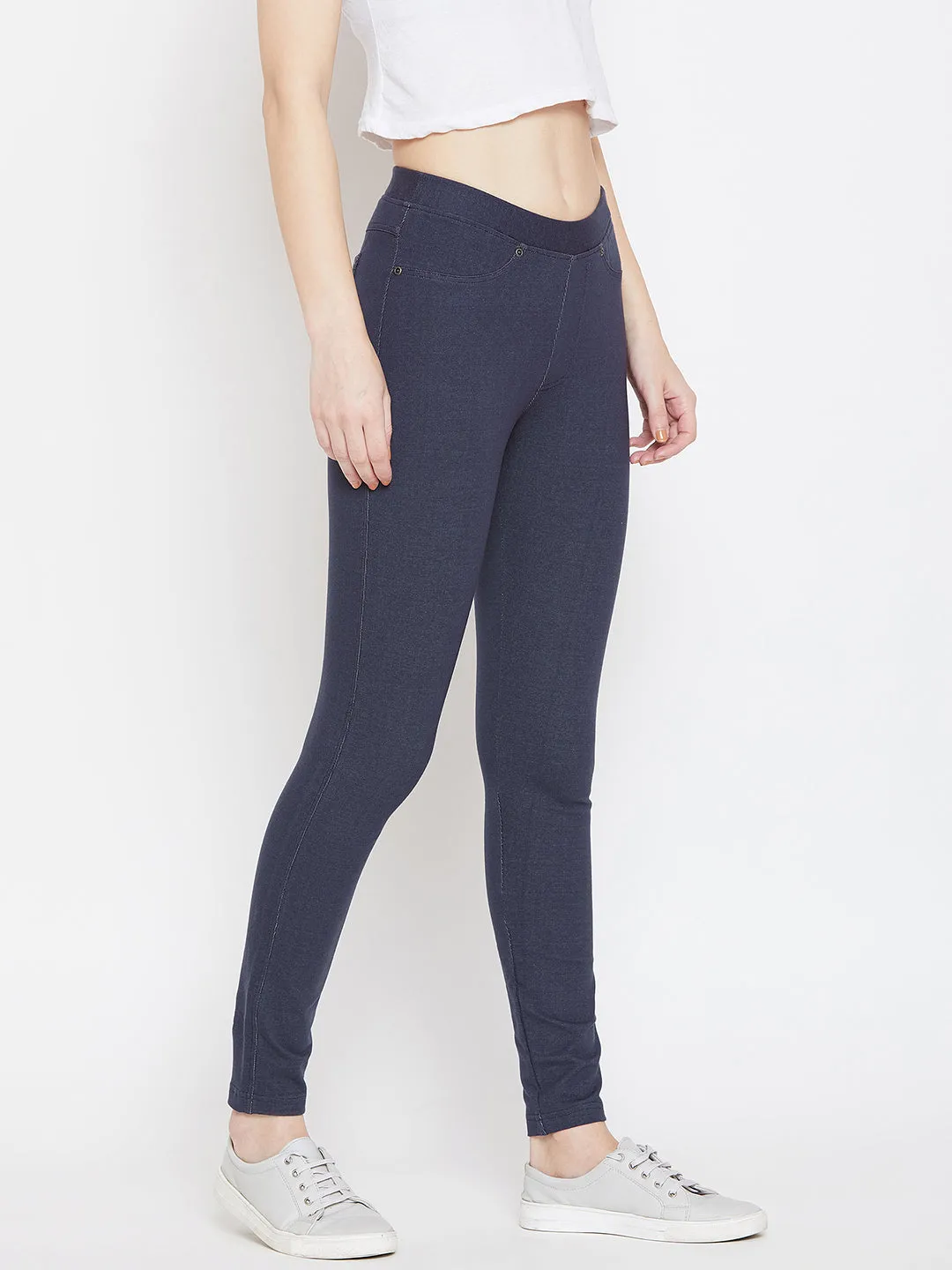 Women Navy Blue Casual Tights