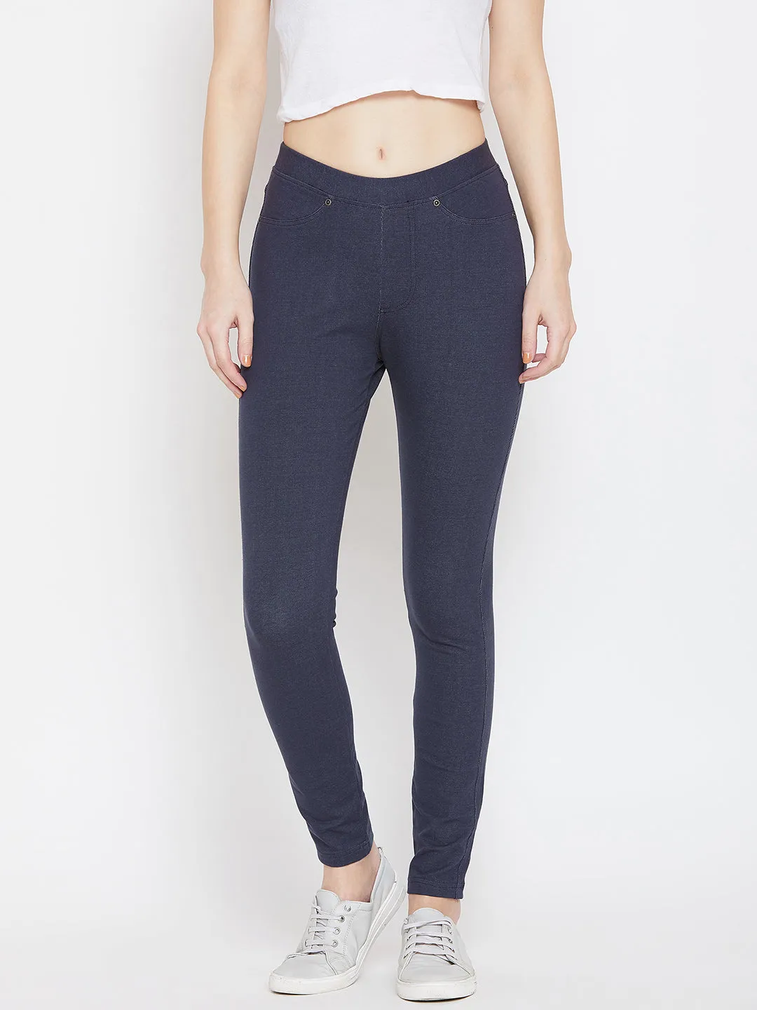 Women Navy Blue Casual Tights