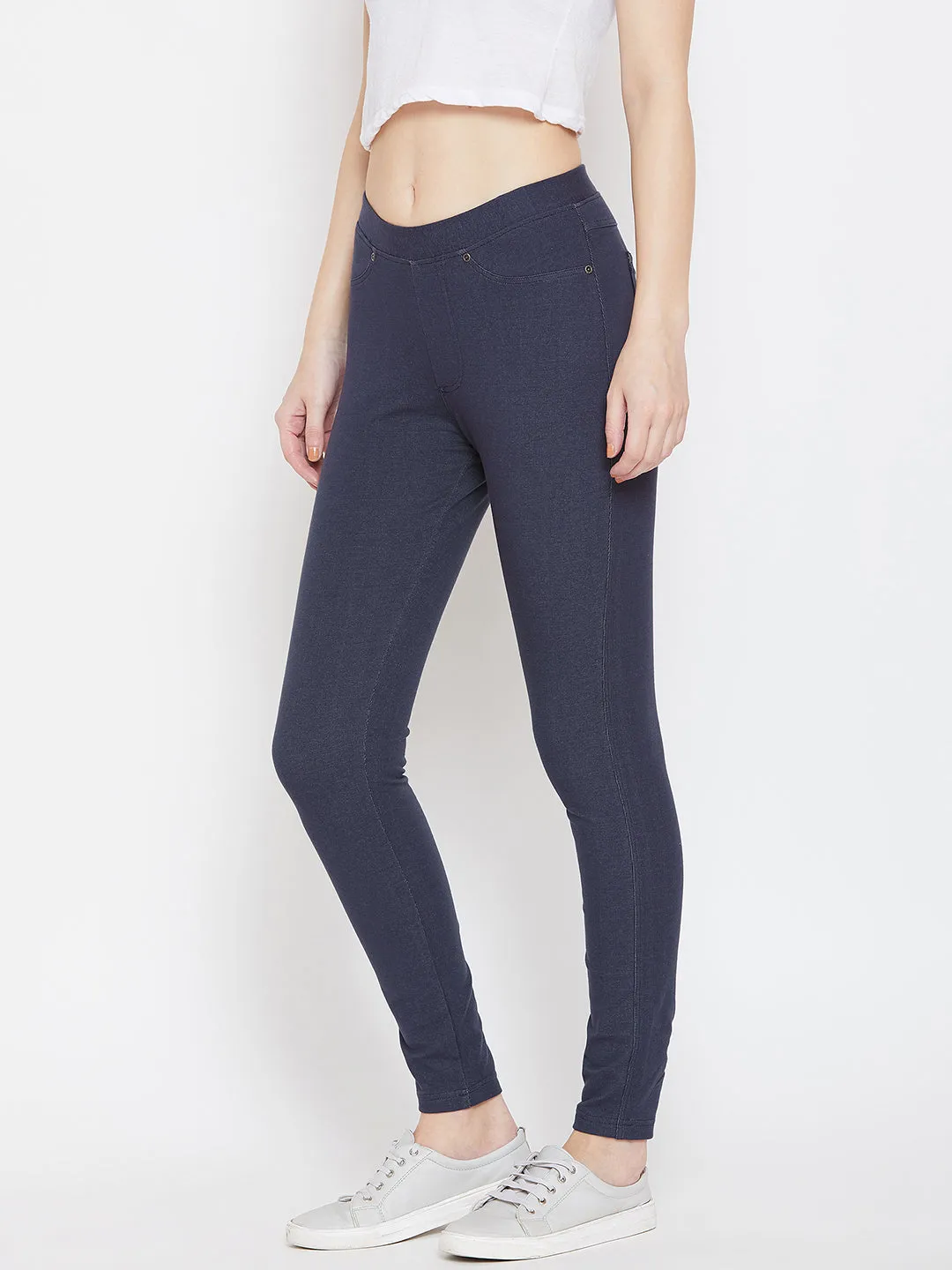 Women Navy Blue Casual Tights