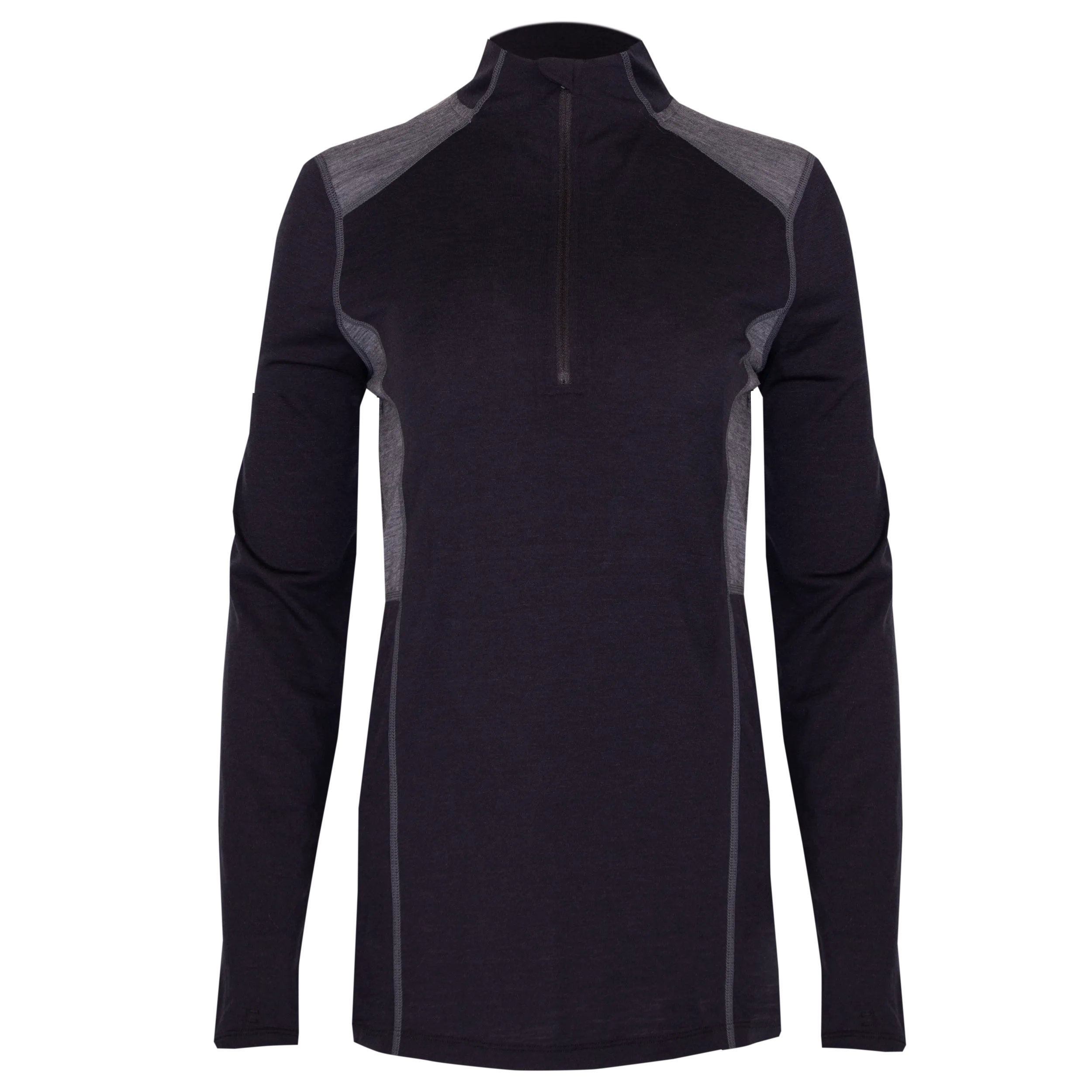 Women's Clima-Wool Merino Zip-T - Black/Grey Heather