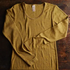 Womens Merino Wool LS Top - Saffron Melange