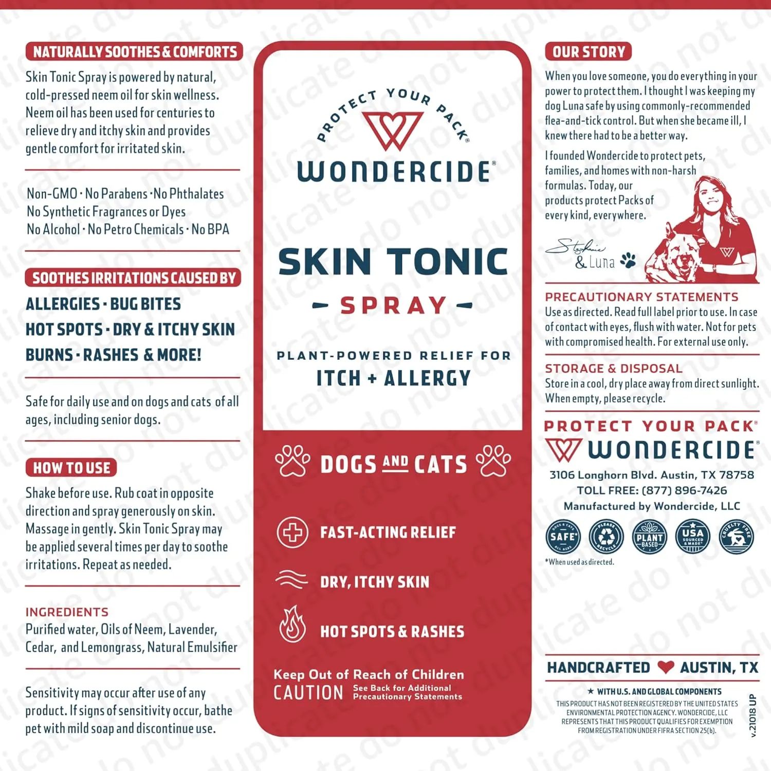 Wondercide Skin Tonic, Anti-Itch Spray with Neem