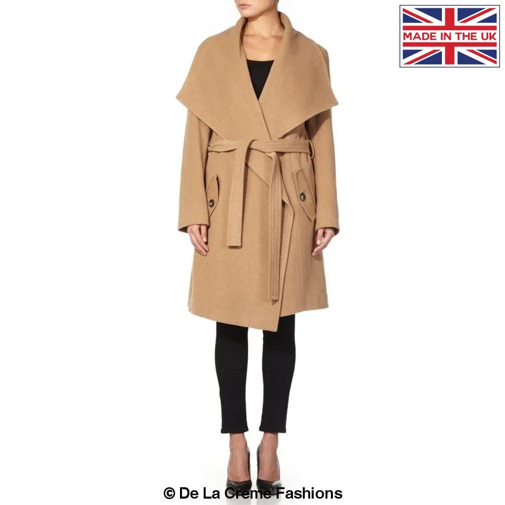 Wool Blend Large Lapel Duster Coat